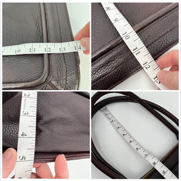 Nordstrom Halogen Satchel Shoulder Bag Womens Chocolate Brown Leather Large Zip - Picture 7 of 9